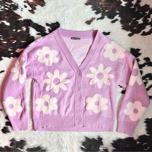 Floral Lavender Cardigan Sweater